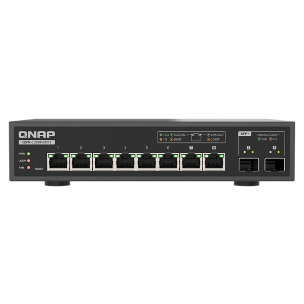 QNAP QSW-L3208-2C6T RJ45(6�ݡ���)  SFP+/RJ45(�����2�ݡ���) 10GbE �饤�ȥޥ͡����ɥ����å�