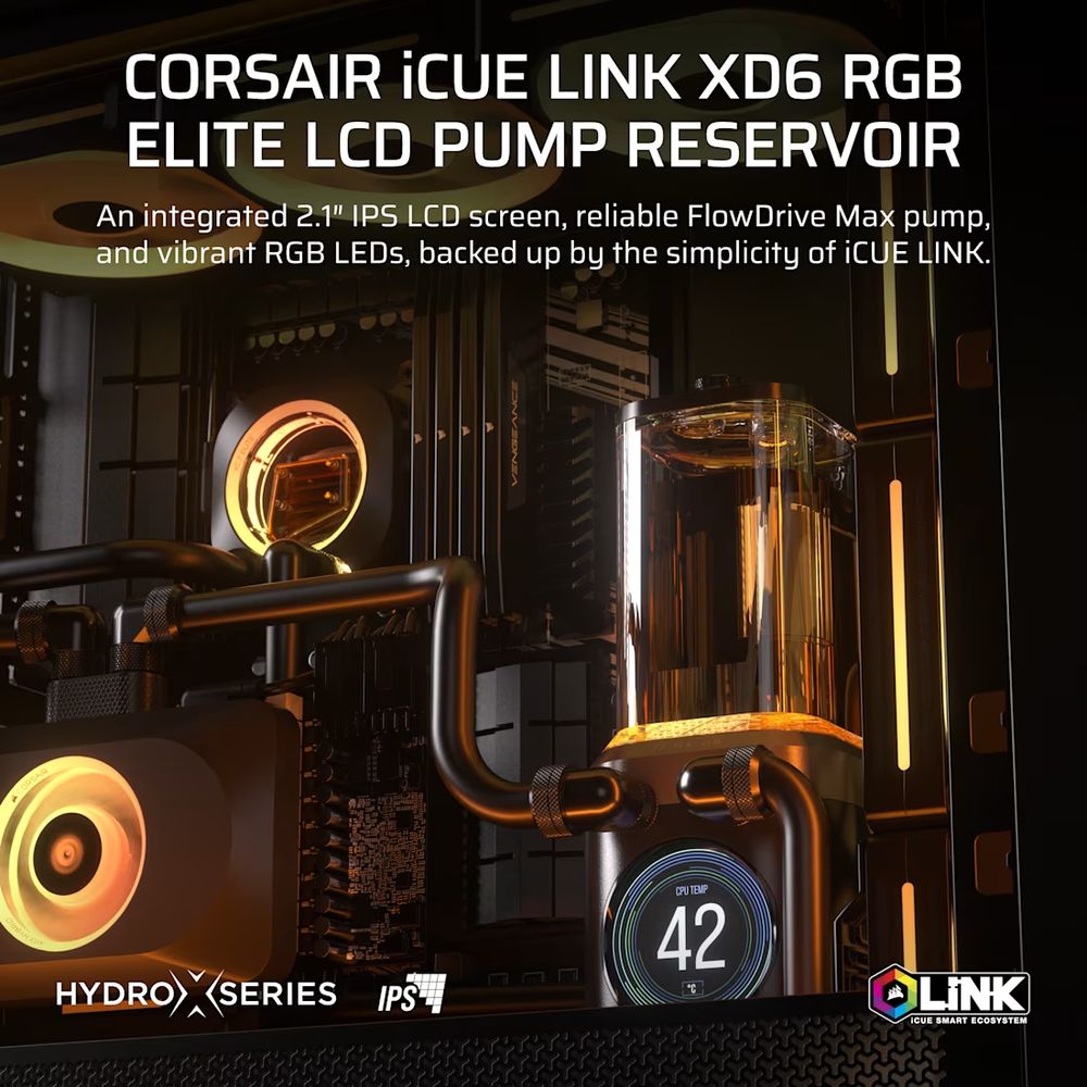 CORSAIR iCUE LINK XD6 RGB ELITE LCD Pump/Reservoir Combo - Stealth Gray