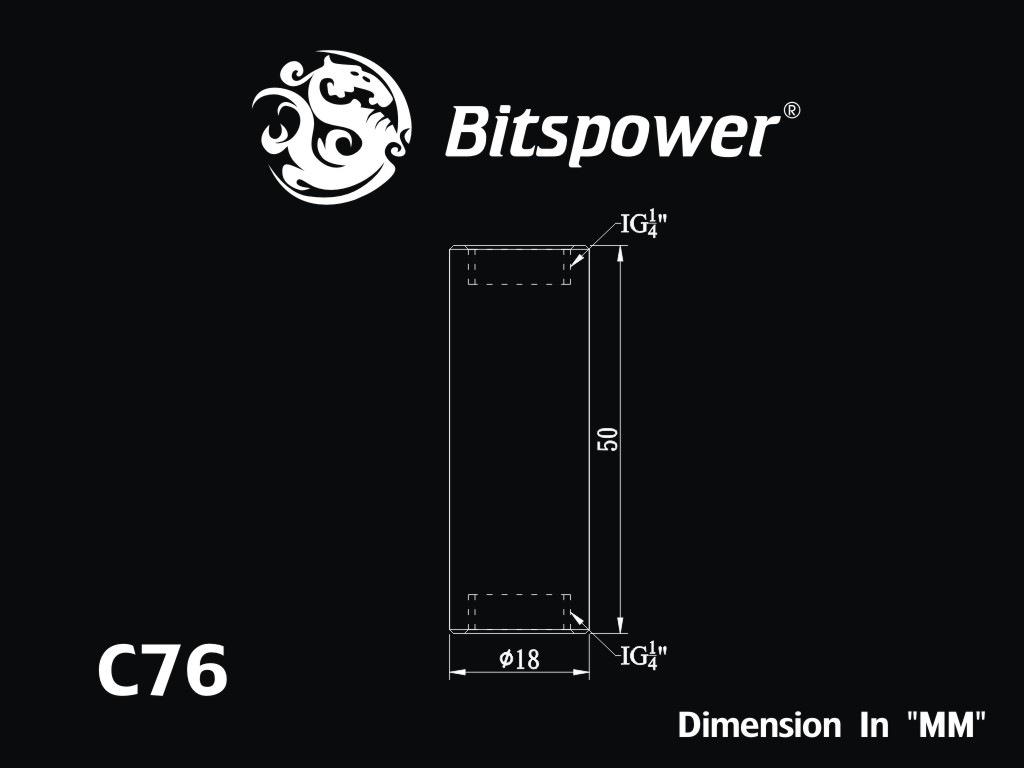�ڥ����ȥ�å��ò��� Bitspower Carbon Black Dual IG1/4" Extender-50MM