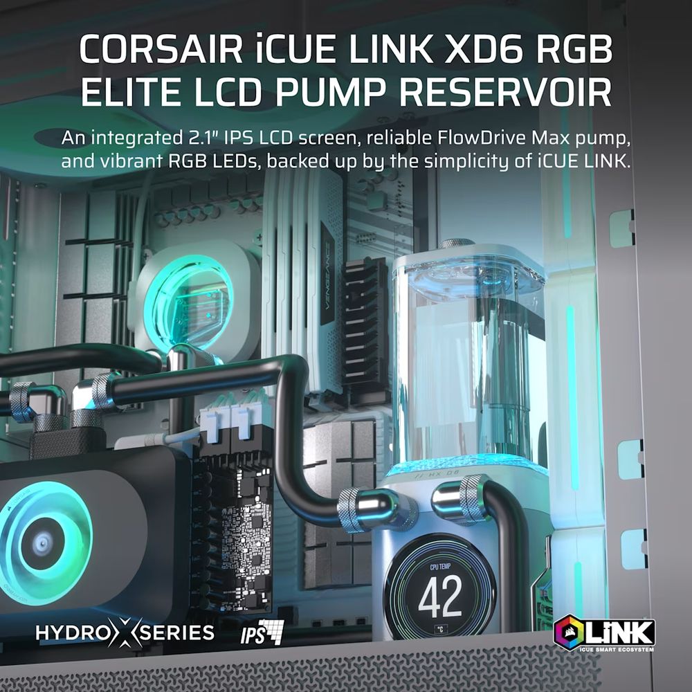 CORSAIR iCUE LINK XD6 RGB ELITE LCD Pump/Reservoir Combo - White