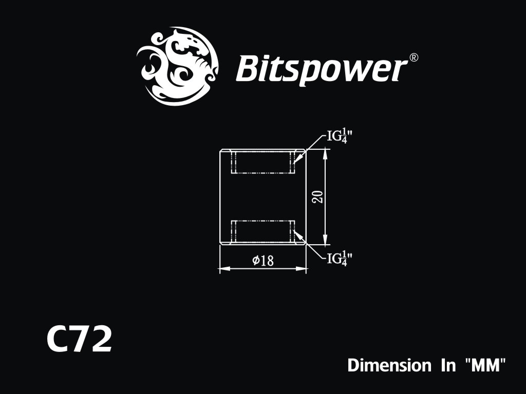 �ڥ����ȥ�å��ò��� Bitspower Carbon Black Dual IG1/4" Extender-20MM
