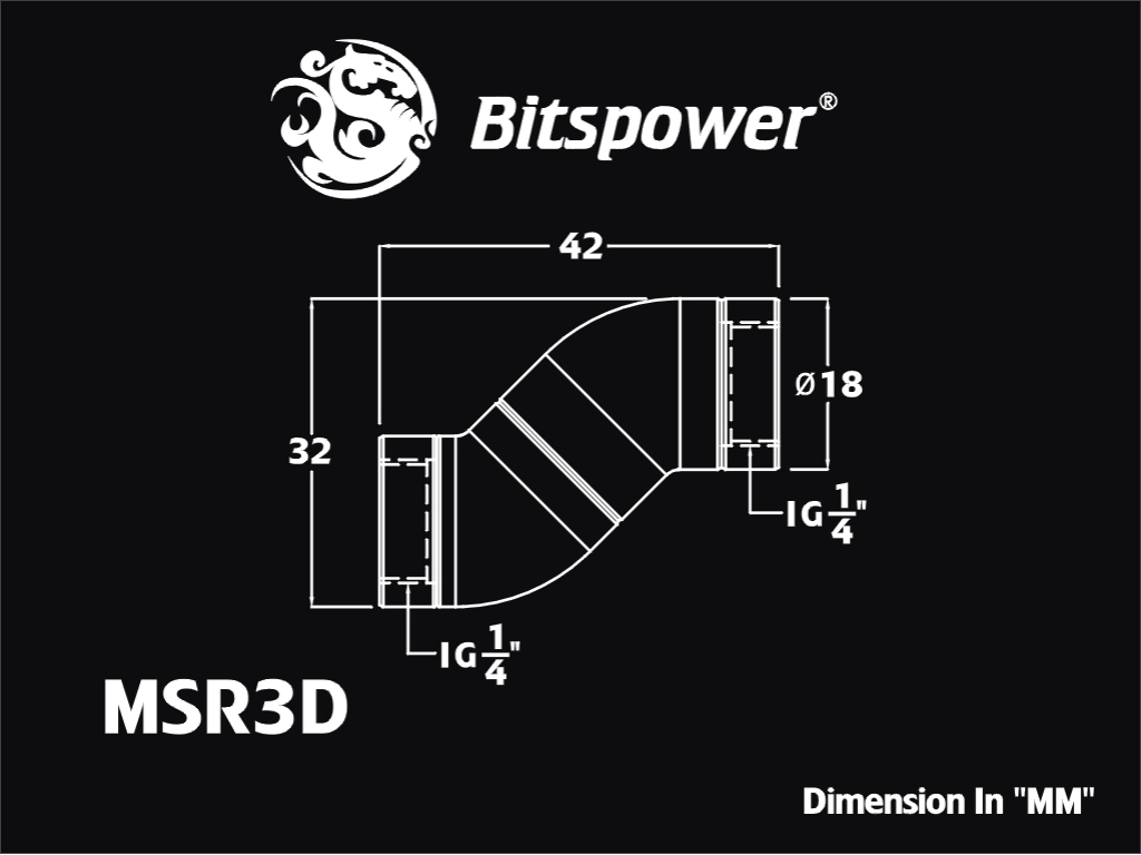 �ڥ����ȥ�å��ò��� Bitspower Carbon Black Triple Rotary Mini Snake-Style Dual IG1/4" Extender