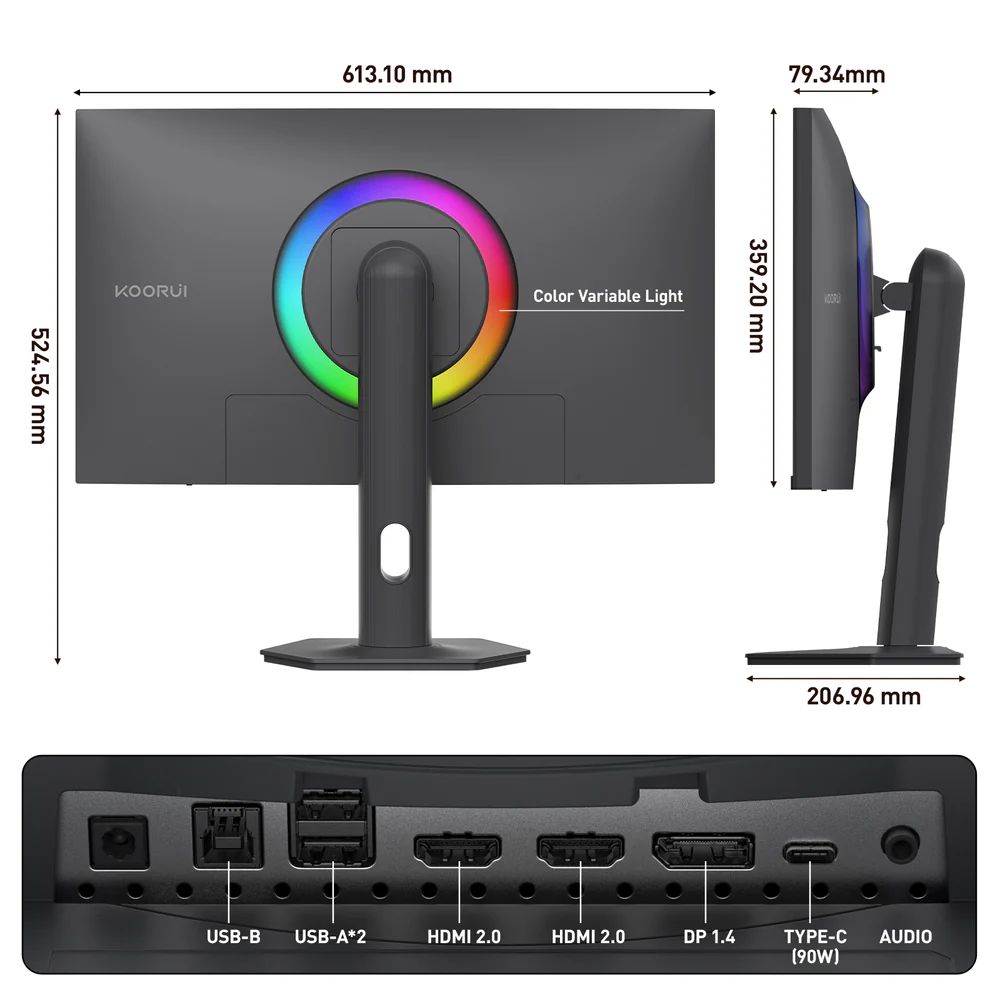 ������Źľ���� KOORUI 2741LM 27����� Mini LED UHD 160Hz / FHD 320Hz �ǥ奢��⡼�ɥ����ߥ󥰥�˥���