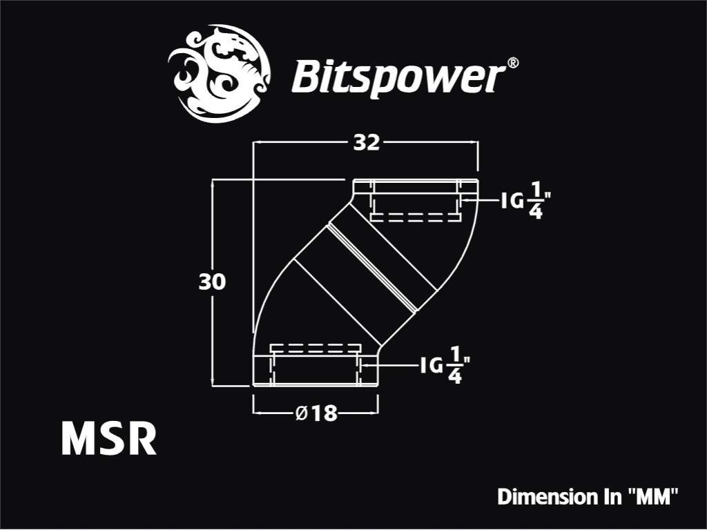 �ڥ����ȥ�å��ò��� Bitspower Carbon Black Rotary Mini Snake-Style Dual IG1/4" Extender