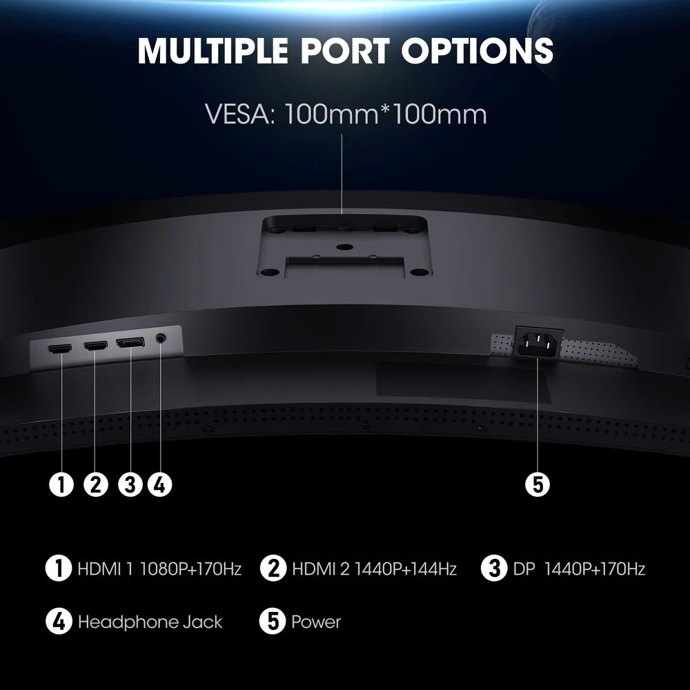 ������Źľ���� KOORUI G3221SC 31.5����� 170Hz WQHD �Ѷʥ����ߥ󥰥�˥���