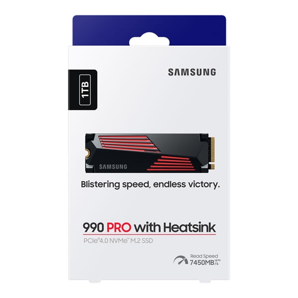 SAMSUNG MZ-V9P1T0G-IT 1TB PCIe 4.0 NVMe M.2 SSD 990 PRO with Heatsink