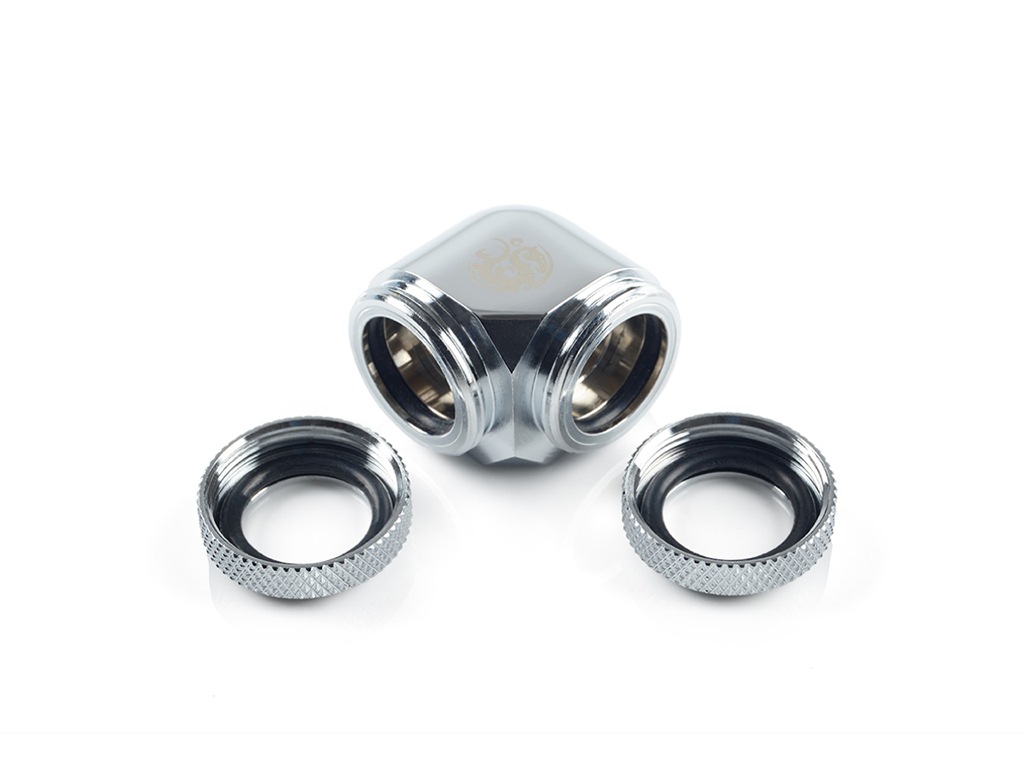 Bitspower Silver Shining Enhance 90-Degree Dual Multi-Link Adapter For OD 14MM