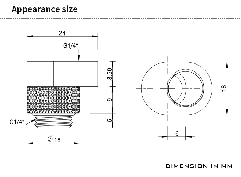 BARROW G1/4' 360��rotation offset adapter 6MM POM Portable version