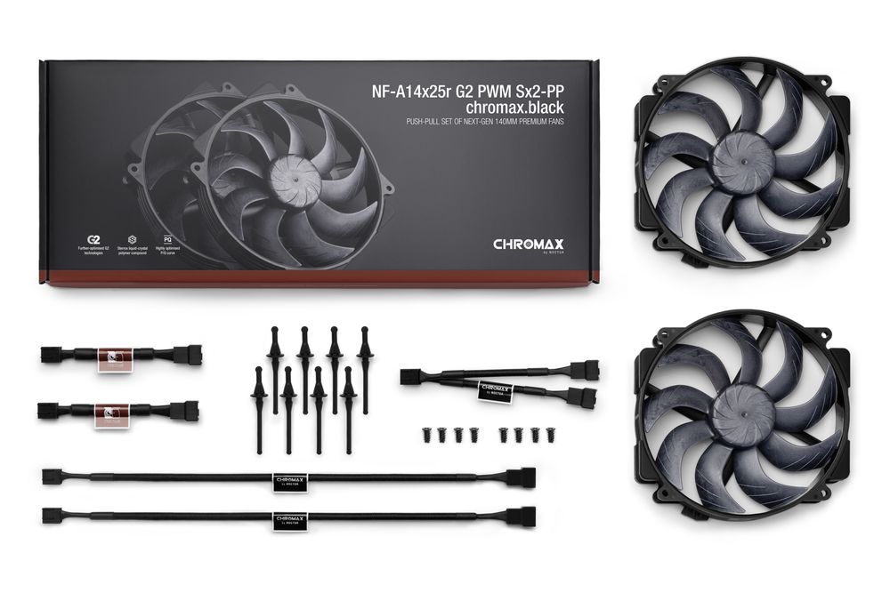 Noctua NF-A14x25r G2 PWM Sx2-PP chromax.black | PCパーツ,ファン類