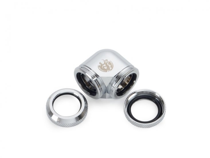 Bitspower Silver Shining Enhance 90-Degree Dual Multi-Link Adapter For OD 16MM