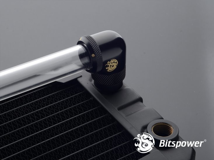 Bitspower Matt Black Enhance Rotary G1/4" 90-Degree Multi-Link Adapter For OD 16MM