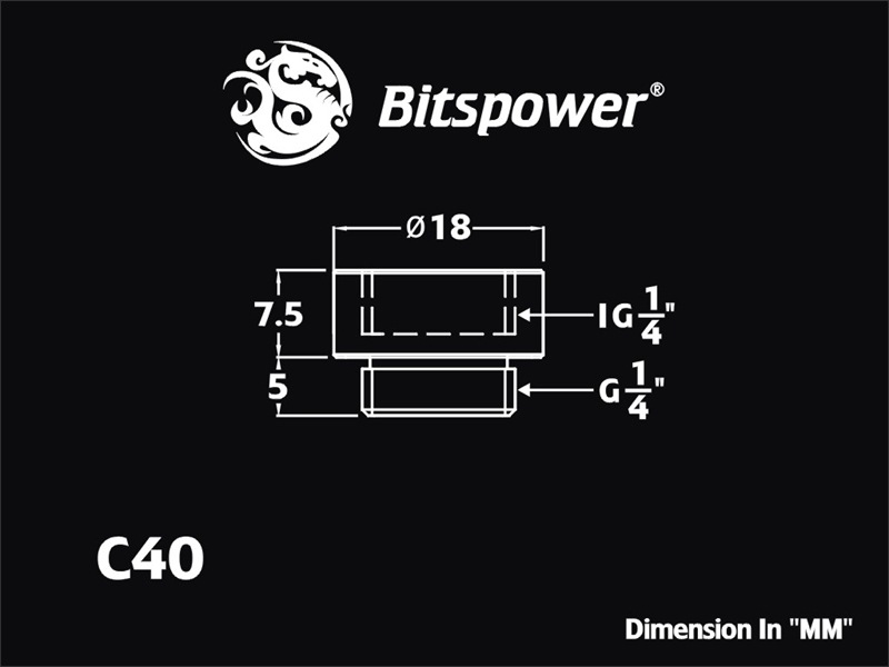 Bitspower G1/4" Matt Black IG1/4" Extender