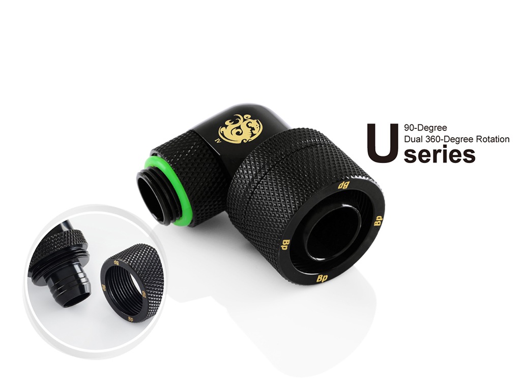 Bitspower G1/4" Matt Black Dual Rotary Angle Compression Fitting CC5 Ultimate For ID 1/2" OD 3/4" Tube