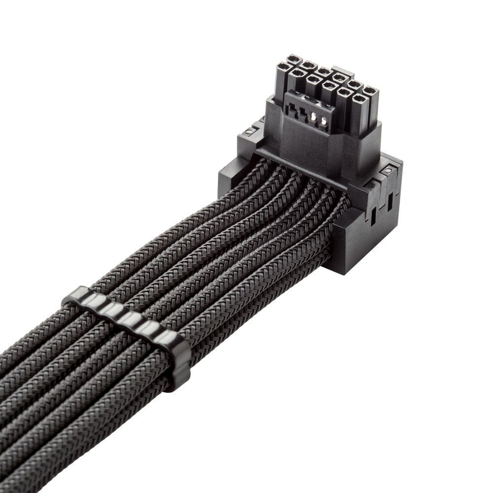 CableMod RT-Series Pro ModMesh Sleeved 12VHPWR 90 Degree StealthSens PCI-e Cable for ASUS / Seasonic / Phanteks (16-pin to 3 x 8-pin PCI-e, Variant A, Black)