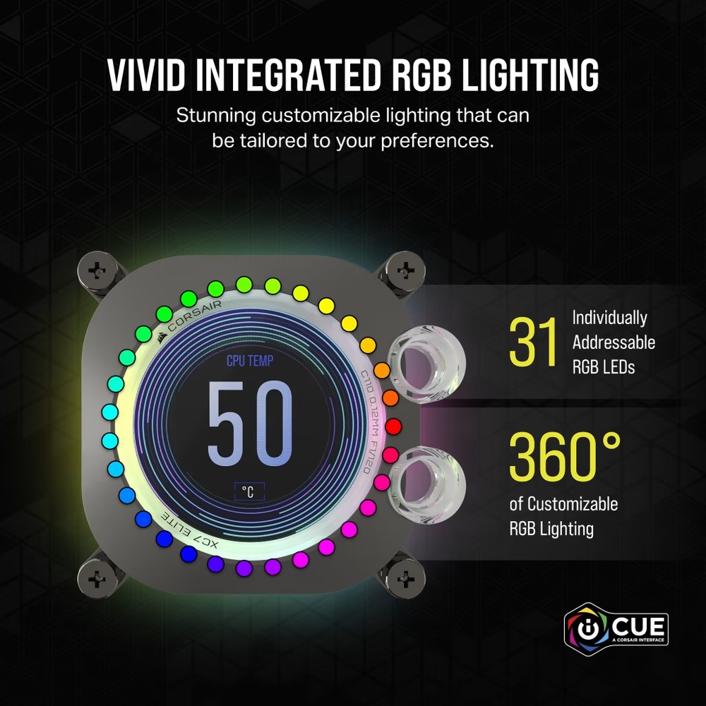 CORSAIR Hydro X Series XC7 RGB ELITE LCD CPU Water Block - Stealth Gray