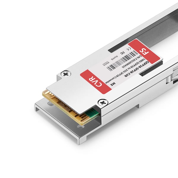 QSFP28-SFP28-CVR FS�����å��� QSFP28 100G/SFP28 25G�����ץ�����С������⥸�塼��(DDMI�դ�)