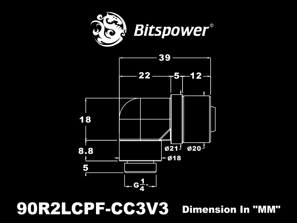 Bitspower G1/4 Dual Rotaly Angle Comp 3/8-5/8