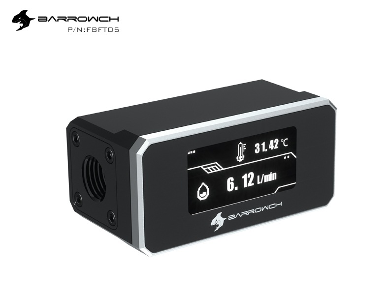 Barrowch display OLED integrate water temperature and flow meter Silver