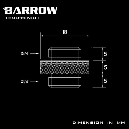 BARROW Mini Dual Male G1/4" Extender Shiny silver