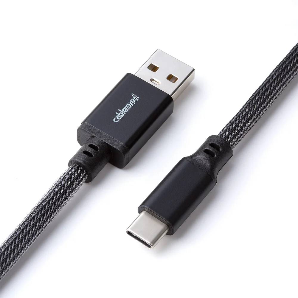 CableMod Pro Coiled Keyboard Cable (Carbon Grey, USB A to USB Type