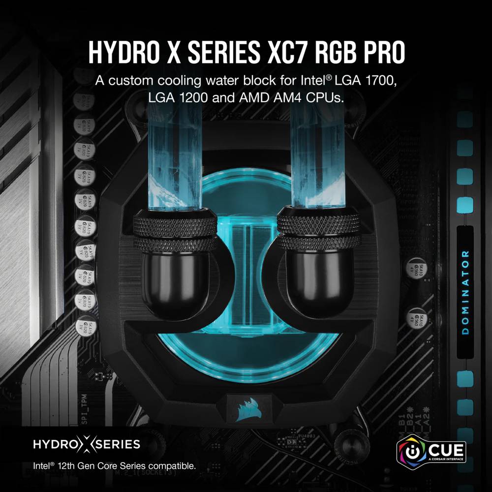 CORSAIR Hydro X Series XC7 RGB PRO CPU Water Block (1700/1200/AM5/AM4) - Black