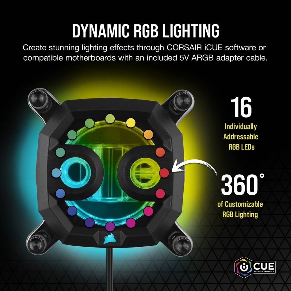 CORSAIR Hydro X Series XC7 RGB PRO CPU Water Block (1700/1200/AM5/AM4) - Black