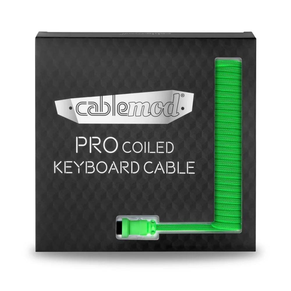 CableMod Pro Coiled Keyboard Cable (Viper Green, USB A to USB Type C, 150cm)