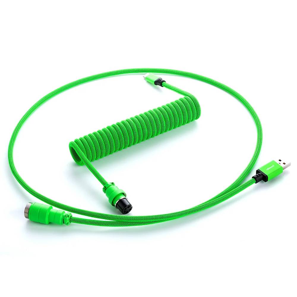 CableMod Pro Coiled Keyboard Cable (Viper Green, USB A to USB Type C, 150cm)