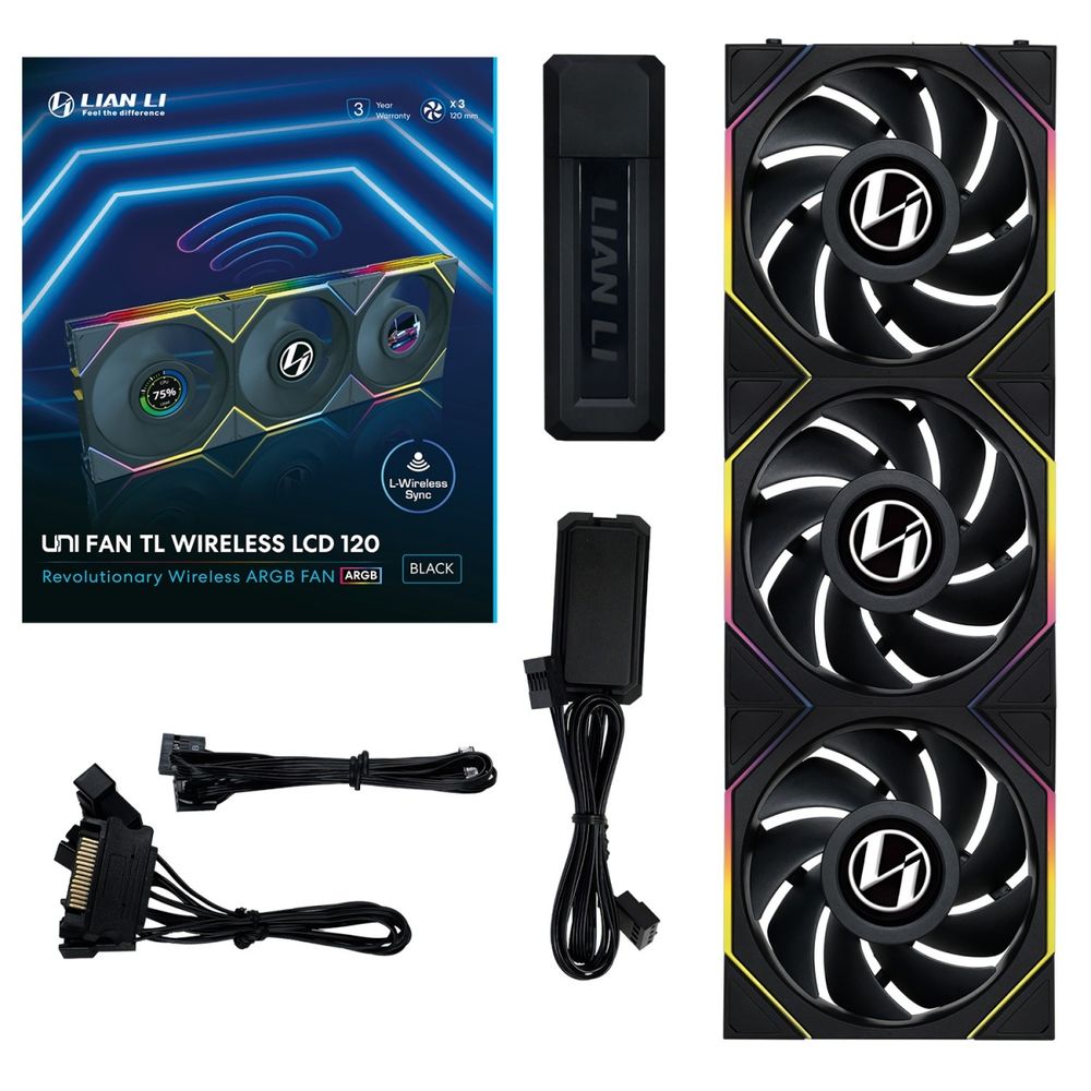 Lian Li UNI FAN TL WIRELESS LCD 120 BK Triple Pack
