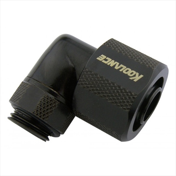KOOLANCE FIT-L10X16-BK Rotary Elbow Compression Fitting for 10mm x 16mm (3/8in x 5/8in) Black, G1/4 BSPP