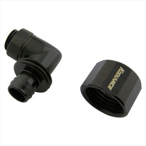 KOOLANCE FIT-L10X16-BK Rotary Elbow Compression Fitting for 10mm x 16mm (3/8in x 5/8in) Black, G1/4 BSPP