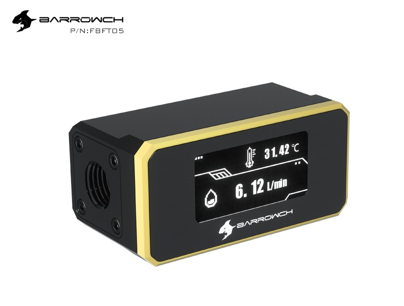 Barrowch display OLED integrate water temperature and flow meter Golden