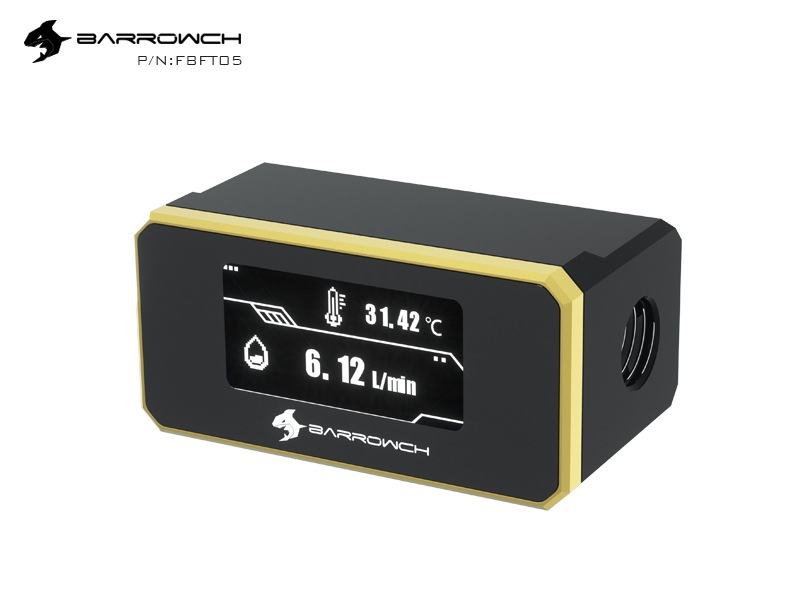 Barrowch display OLED integrate water temperature and flow meter Golden