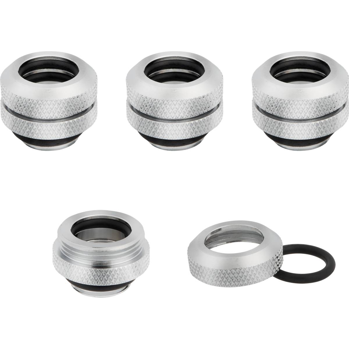 CORSAIR Hydro X Series XF Hardline 12mm OD Fitting Four Pack - Chrome