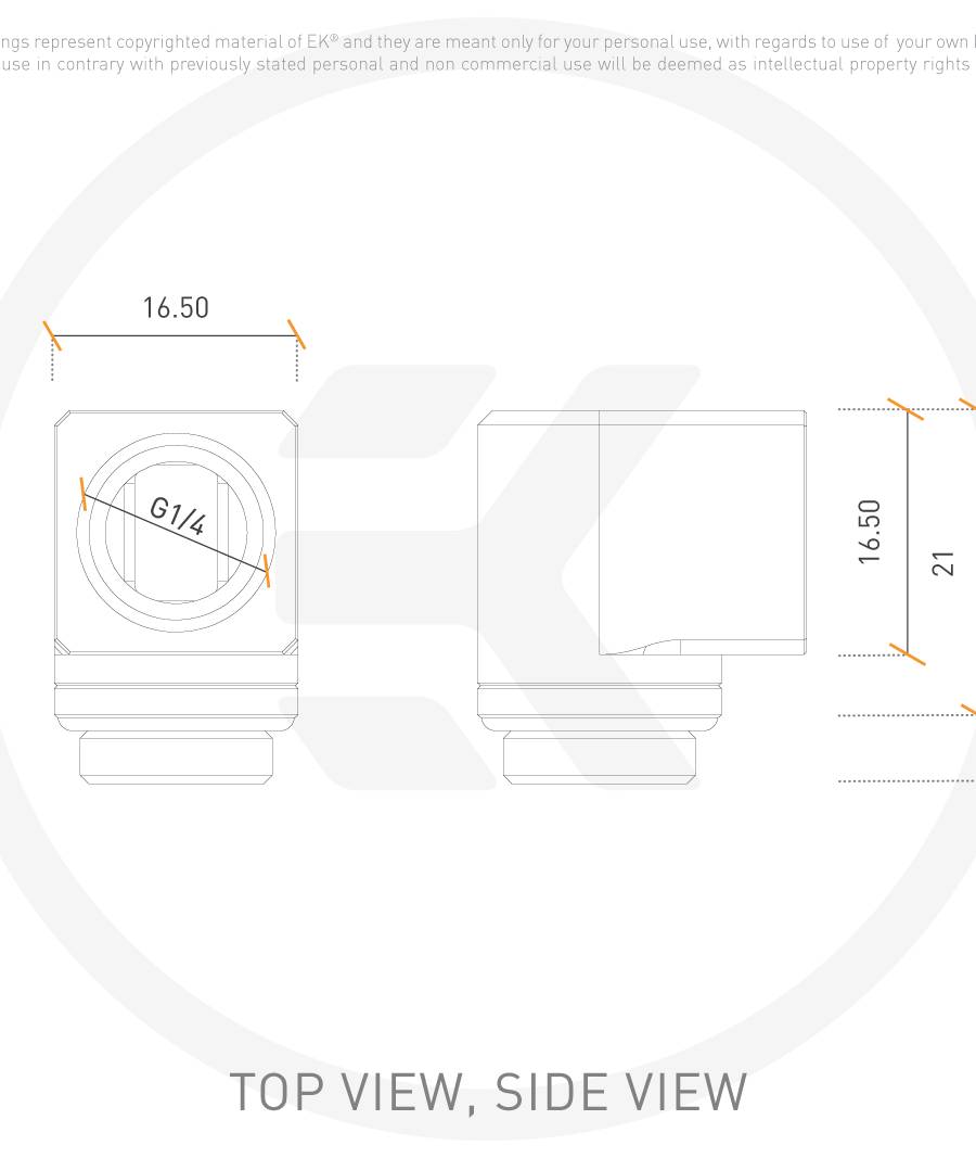 EK WaterBlocks EK-Quantum Torque Micro Rotary 90�� - Nickel