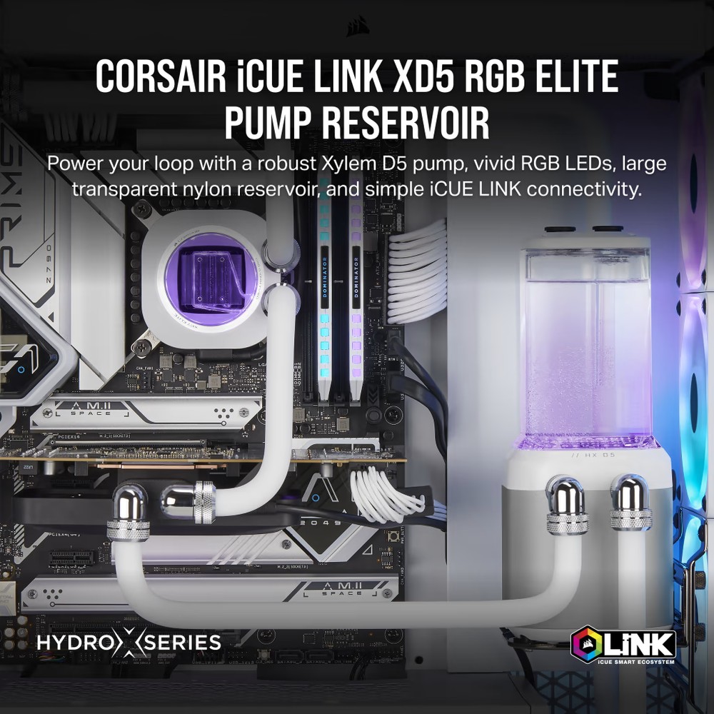 ��������λ�� CORSAIR iCUE LINK XD5 RGB ELITE Pump/Reservoir Combo - White