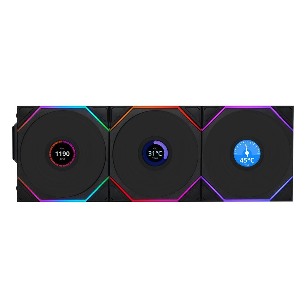 Lian Li UNI FAN TL WIRELESS LCD 120 BK Reverse Blade Triple Pack