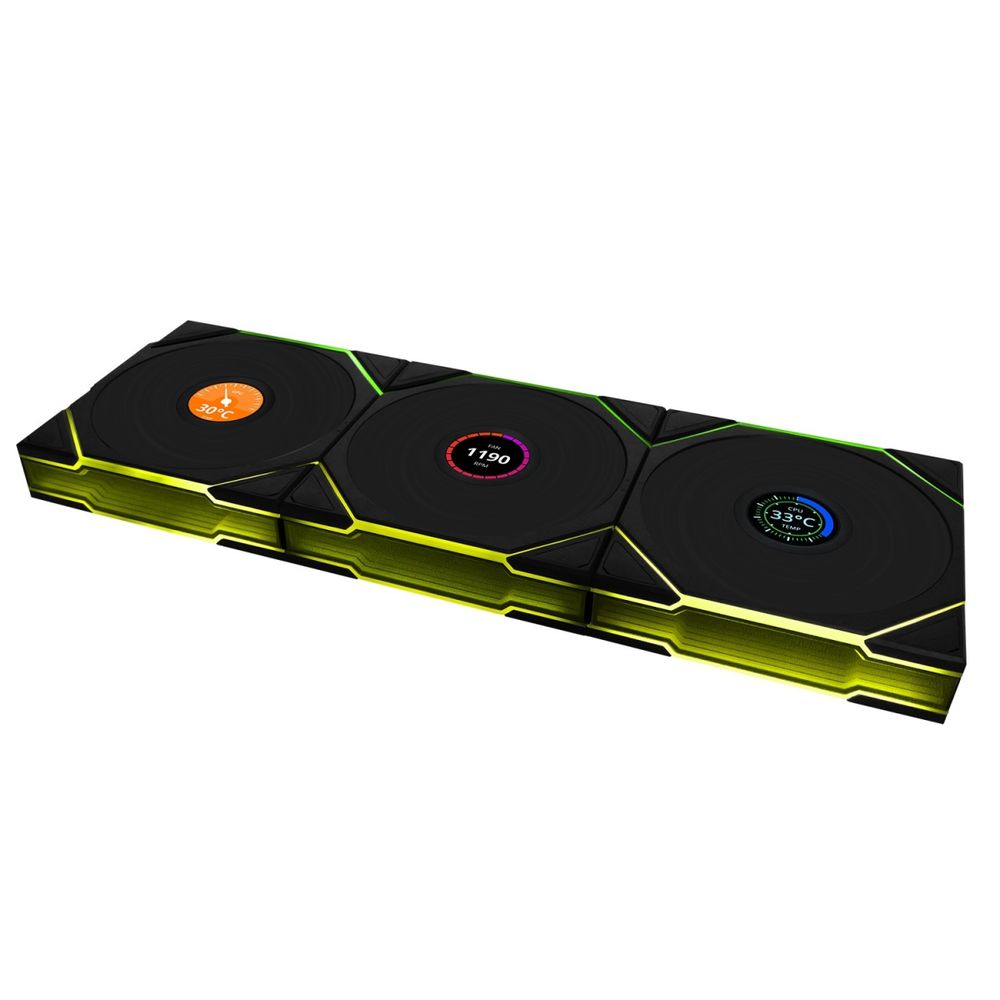 Lian Li UNI FAN TL WIRELESS LCD 120 BK Reverse Blade Triple Pack