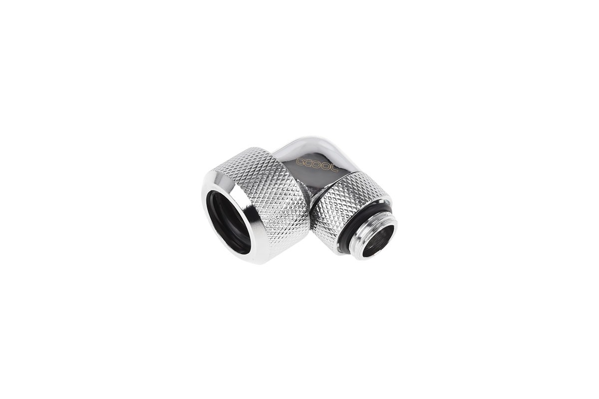 ACool Eiszapfen 16mm HardTube compression fitting 90 rotatable G1/4 - knurled - chrome