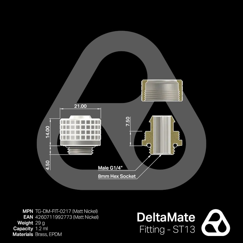 Thermal Grizzly DeltaMate Fitting - ST13 Matt Nickel