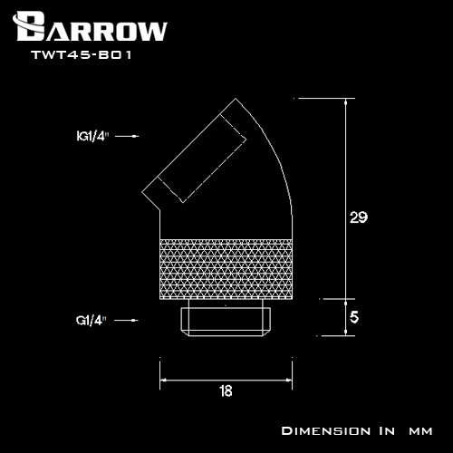 BARROW 45��Rotary Adapter ( Male to Female ) Black