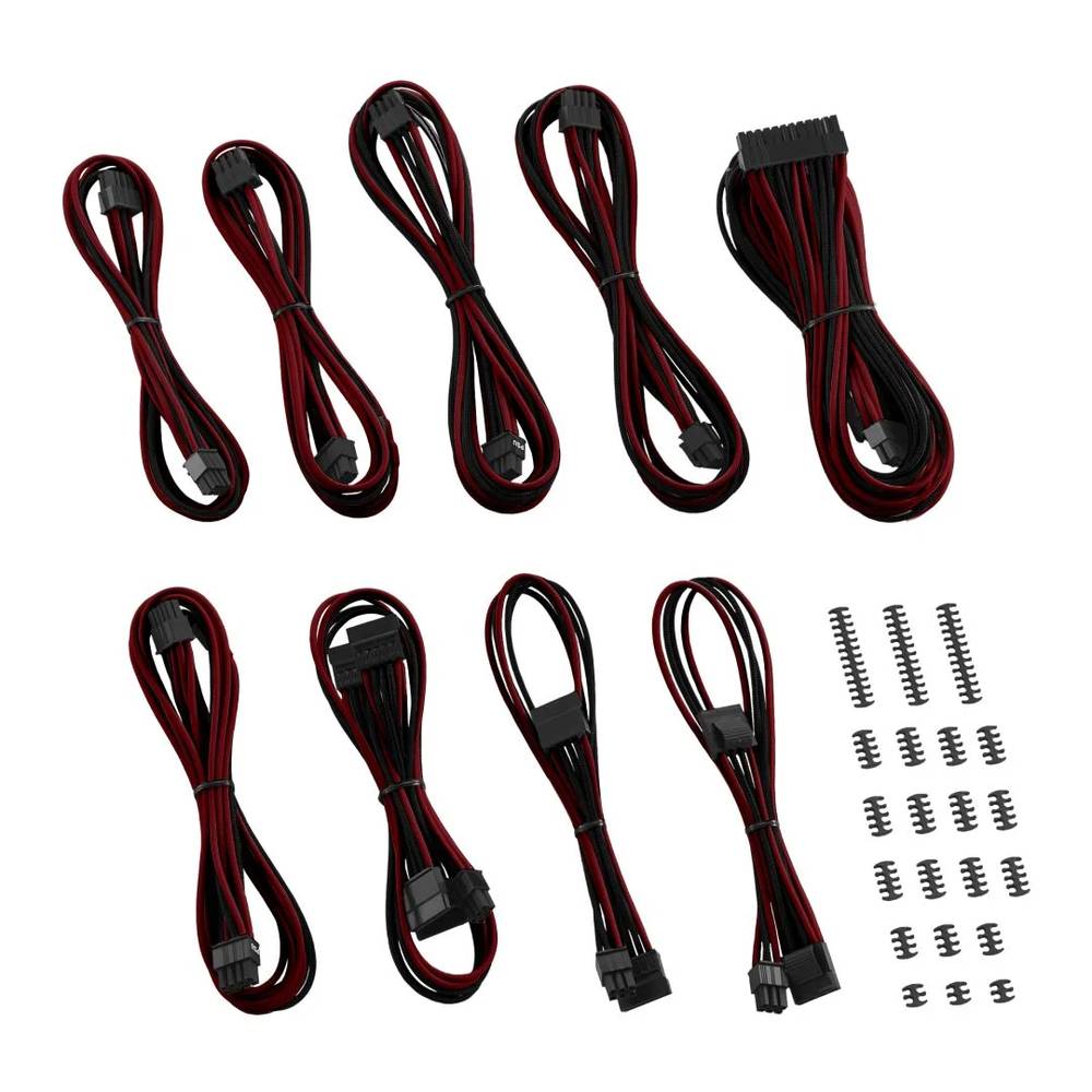 CableMod Classic ModMesh E-Series Cable Kit for EVGA G5 / G3 / G2 / P2 / T2 - BLACK / BLOOD RED (CM-EV2-CKIT-NKKBR-R)