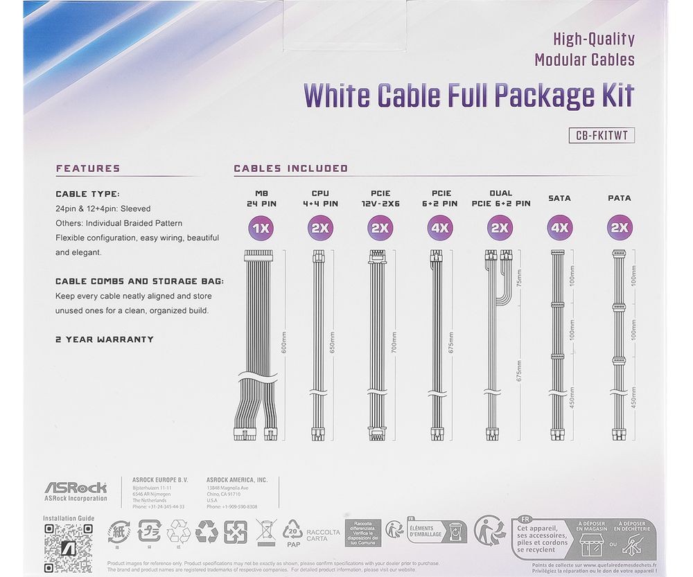 �ڼ�󤻾��ʡ�Ǽ���׳�ǧ�� ASRock White Cable Full Package Kit