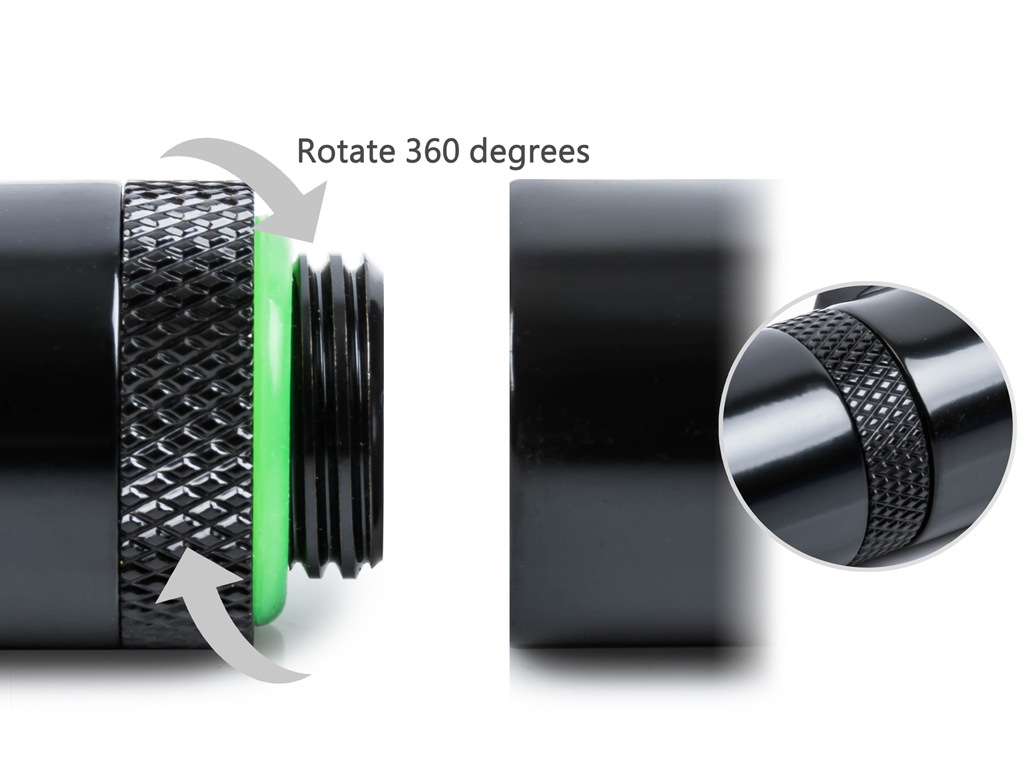 Bitspower Matt Black T-Block Rotary G1/4"& Inner G1/4"x2