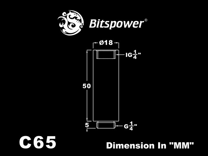 Bitspower G1/4 SS IG1/4 Extender-50mm