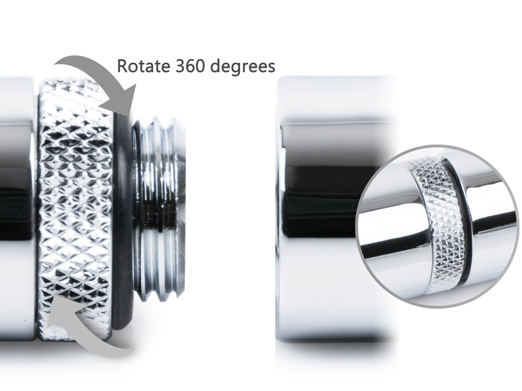 Bitspower Silver Shining T-Block Rotary G1/4"& Inner G1/4"x2