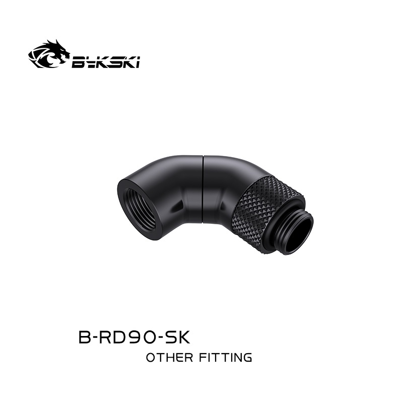 �ڥ����ȥ�å��ò��� Bykski G1/4 Male to Female 90 Degree Double Rotary Elbow Fitting - Black