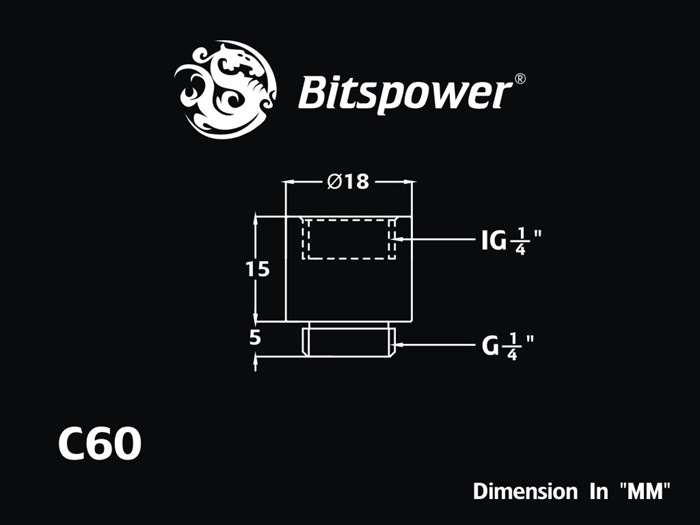 Bitspower G1/4 SS IG1/4 Extender-15mm