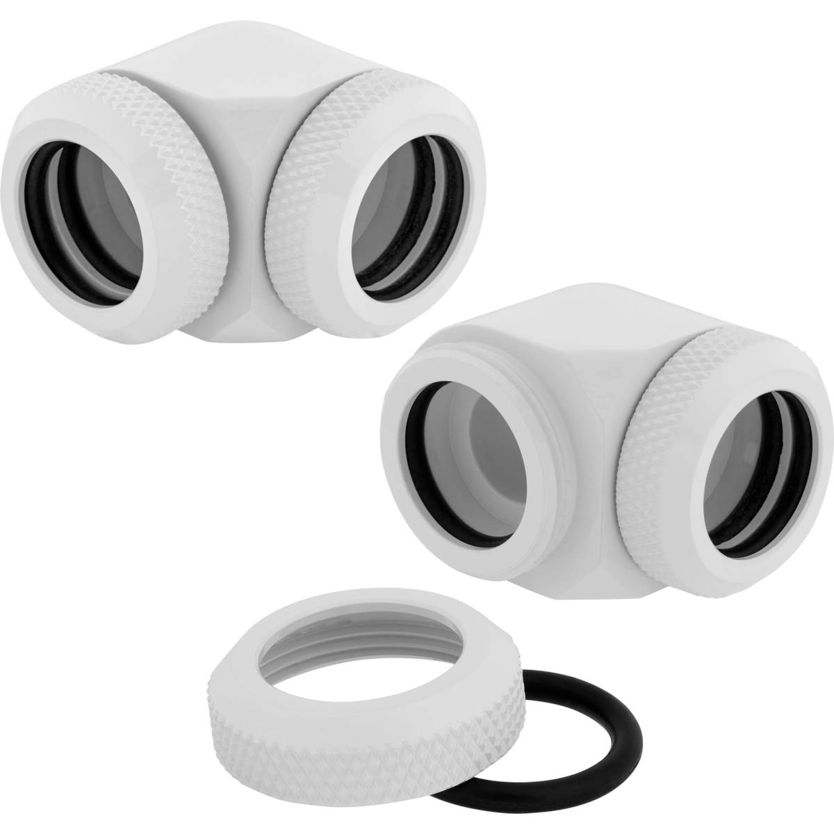 �ڥ����ȥ�å��ò��� CORSAIR Hydro X Series XF Hardline 90�� 14mm OD Fitting Twin Pack - White