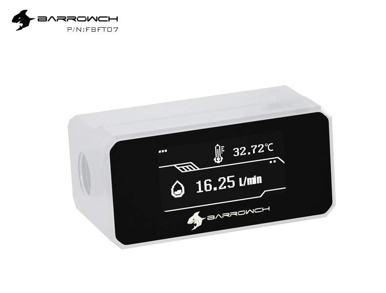 Barrowch multimode OLED Water temperature meter and flow meter White